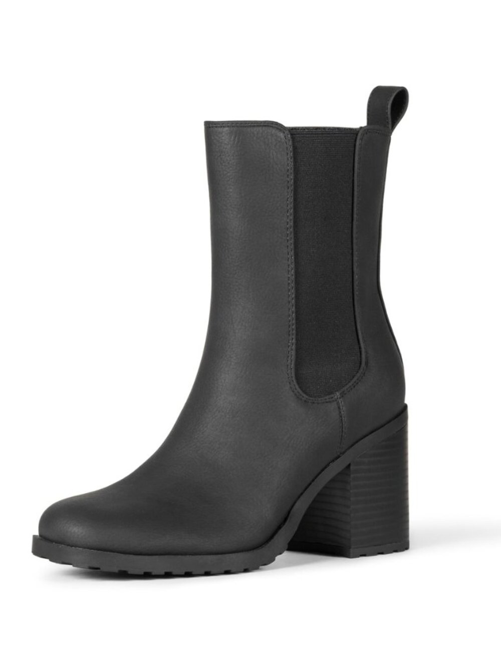 Women's Mid Calf Heeled Chelsea Boots, Slip On with Lug Sole